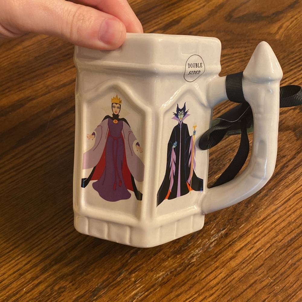 Rae Dunn Cream Mug with Purple and Black Design
